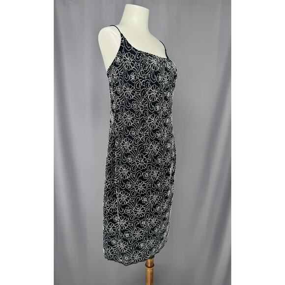 Carmen Marc Valvo Slip Dress 10 Beaded Lace Cocktail Y2K Style Formal Prom Hoco - Picture 4 of 16